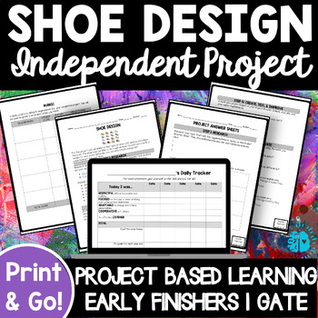 Preview of SHOE DESIGN INDEPENDENT PROJECT Based Learning Genius Hour Creative Arts NO PREP