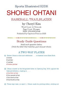 Preview of SHOHEI OHTANI (Sports Illustrated KIDS) by Cheryl Kim Multiple-Choice Quiz w/Ans