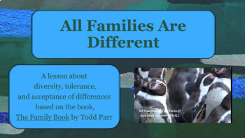 Preview of The Family Book DIVERSITY TOLERANCE DIFFERENCE Ready to Use SEL LESSON 3 Vid