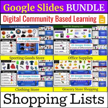 Preview of SHOPPING LISTS BUNDLE for Google Slides     Digital Community Based Learning