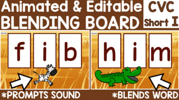 Preview of SHORT I CVC Blending Board Orton Gillingham  100+ words Animated & Editable