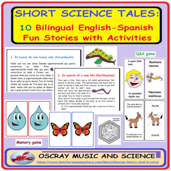 Preview of 10 SHORT BILINGUAL SCIENCE TALES for Distance Learning