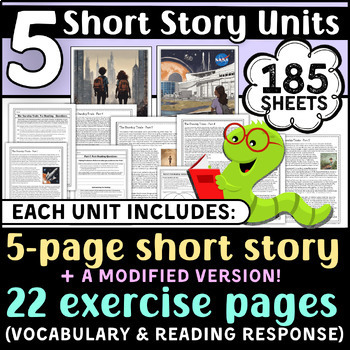 Preview of Fun Short Story Reading Comprehension Units! - 5 Full Units - ELA English Bundle
