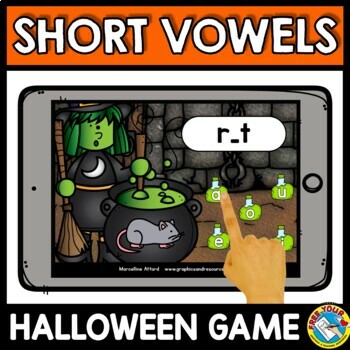 Preview of SHORT VOWEL CVC WORD WORK HALLOWEEN ACTIVITY KINDERGARTEN OCTOBER GAME BOOM CARD