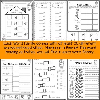 Word Family Short Vowel E Word Work Bundle by First Grade Maestra ...