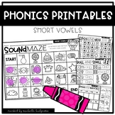 SHORT VOWELS CVC Phonics Worksheets Printables Word Work