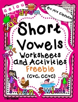 Preview of SHORT VOWELS WORKSHEETS AND ACTIVITIES cvc, ccvc FREEBIE