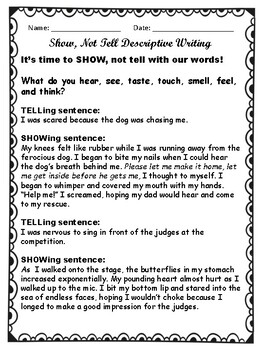 show not tell descriptive writing activities with teacher essay example