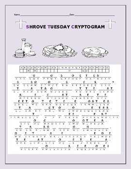 Preview of SHROVE TUESDAY CRYPTOGRAM