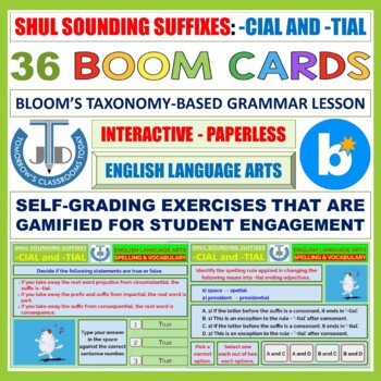 Preview of SHUL SOUNDING SUFFIXES -CIAL AND -TIAL - 36 BOOM CARDS