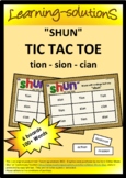 'SHUN' TIC TAC TOE (Words with endings that say 'shun') ti