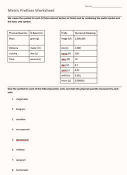 Preview of SI/ Metric Unit Prefixes and Unit Conversion Worksheets - Dimensional Analysis