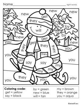 SIGHT WORD ACTIVITY Winter Coloring Pages High Frequency Words Vocabulary