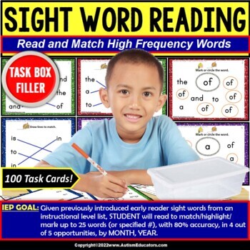 Preview of SIGHT WORD Activities for Special Education and Autism | TASK BOX FILLER