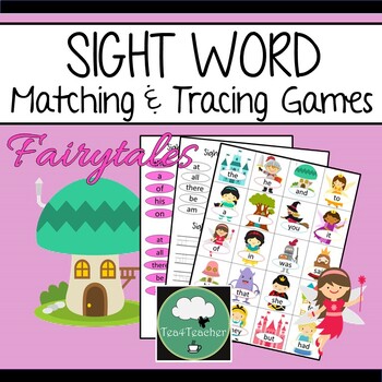 Preview of SIGHT WORD Activity FAIRYTALES Matching and Tracing SIGHT WORDS