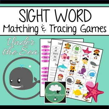 Preview of SIGHT WORD Activity UNDER THE SEA Matching and Tracing SIGHT WORDS