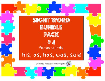 Preview of SIGHT WORD BUNDLE PACK # 4! Focus words: his, as, has, was, said (SmartNotebook)