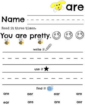 Preview of SIGHT WORD FREEBIE ARE