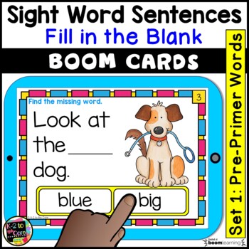 Preview of Pre Primer Sight Word Sentences | BOOM Cards | Digital Task Cards