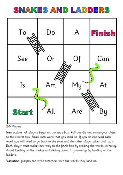 Preview of SIGHT WORD SNAKES AND LADDERS