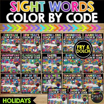 SIGHT WORDS Color By Code ⭐FLASH DEAL⭐ HOLIDAYS High Frequency Word