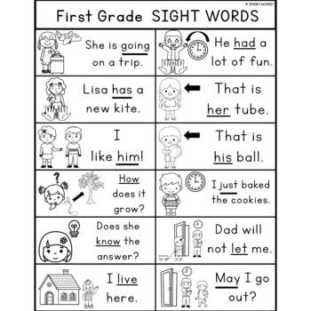 SIGHT WORDS - Posters | Word Lists | Sentences | Flashcards - FIRST GRADE