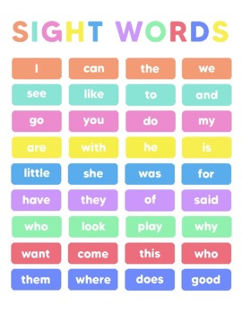 SIGHT WORDS - Review / Take Home Printable by The Coffey Shop | TpT