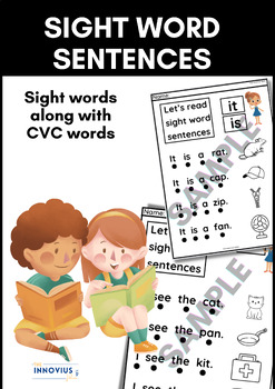 Preview of FREE SIGHT WORDS SENTENCES WITH CVC WORDS