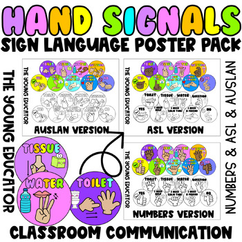 Preview of AUSLAN & ASL - SIGN LANGUAGE HAND SIGNALS - CLASSROOM MANAGEMENT *Editable*