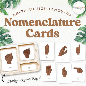Preview of SIGN LANGUAGE Montessori Nomenclature Cards | Brown African American Hands