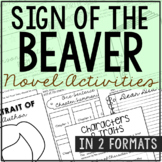 SIGN OF THE BEAVER Novel Study Unit Activities | Book Repo