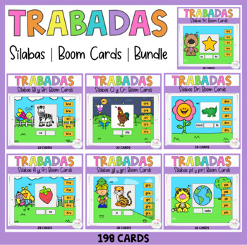 Preview of Sílabas trabadas Boom Cards bundle Digital Spanish blends