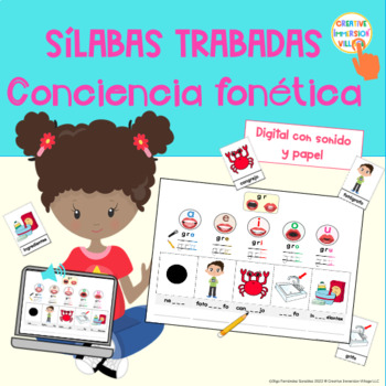 Preview of SILABAS TRABADAS FICHAS FONETICA DIGITAL AUDIO INCLUIDO SPANISH BLENDS CCV