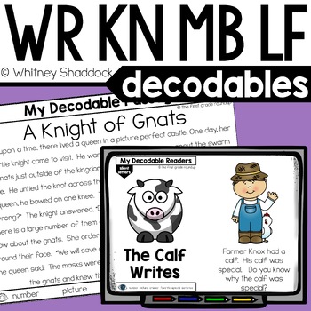 Preview of Silent Consonant Letters KN, WR, MB, LF Decodable Readers and Decodable Passages