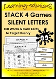 SILENT LETTERS Game - STACK 4 - 100 Words with Flash Cards B&W