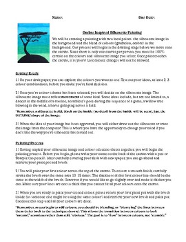 Preview of SILHOUETTE PAINTING ACTIVITY, ART LESSON PLAN (WITH RUBRIC), ONTARIO CURRICULUM