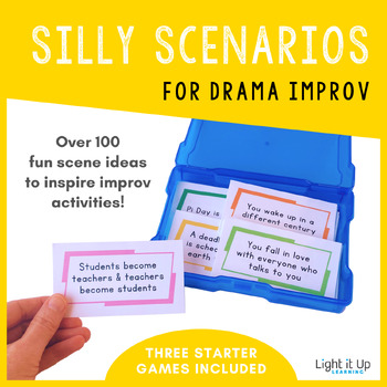 Preview of SILLY SCENARIOS Drama Improv Task Cards (Junior/Intermediate/High School)
