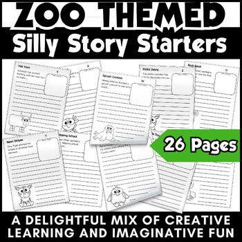 Preview of SILLY ZOO STORIES WRITING PROMPTS: CREATE, WRITE, AND DRAW A – Z