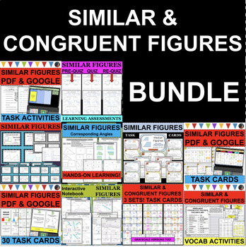 Preview of SIMILAR CONGRUENT FIGURES BUNDLE Differentiated Activities (PDF & GOOGLE SLIDES)