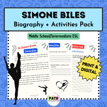 Preview of SIMONE BILES || Biography + Reading & Writing Activities | Olympic Games FREEBIE
