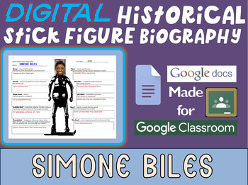 Preview of SIMONE BILES Digital Historical Stick Figure Biography (MINI BIOS)