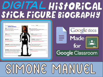 Preview of SIMONE MANUEL Digital Historical Stick Figure Biography (MINI BIOS)