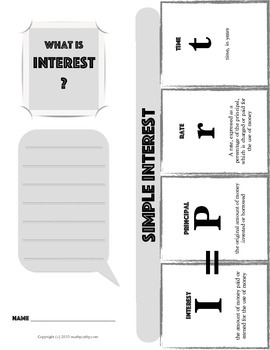 Preview of SIMPLE INTEREST Financial Literacy Foldable Note-Taking Guide & Problem Solving