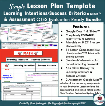 Preview of OTES 2.0 Evaluation Ready: Lesson Plan Template, Assessment Doc, Teacher Clarity