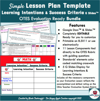 Preview of SIMPLE Lesson Plan Template & G Slides™ OTES 2.0 Evaluation Ready Bundle