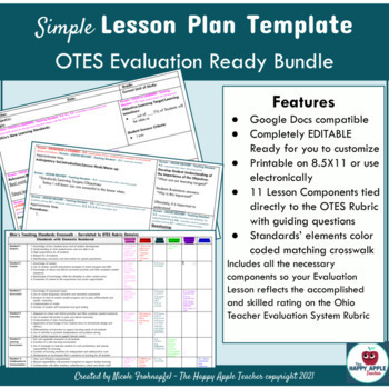 Preview of SIMPLE OTES 2.0 Lesson Plan Template Evaluation Ready Bundle