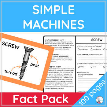 Preview of SIMPLE MACHINES FACT PACK- Lever, Pulley, Wheel and Axle, Screw, Ramp, Wedge
