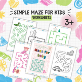 SIMPLE MAZE SHEETS, For 3 Years,Toodler Maze Printable, Ma
