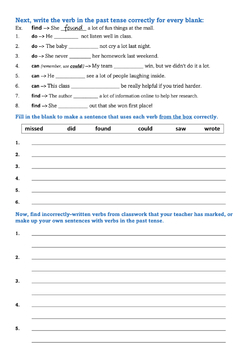 SIMPLE PAST TENSE Practice For Older ELLs Editable DOCX Digital PDF Forms