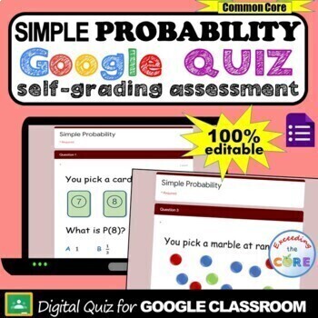 Preview of SIMPLE PROBABILITY Digital Assessment | Google Classroom | Distance Learning